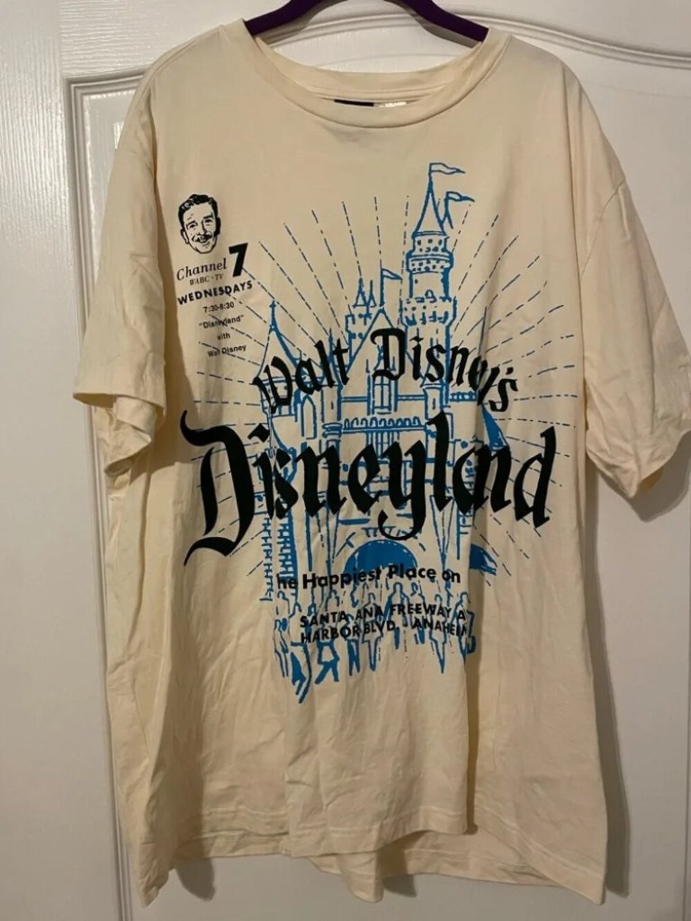 Disneyland Cream Tee with Blue Graphic Featuring Walt
